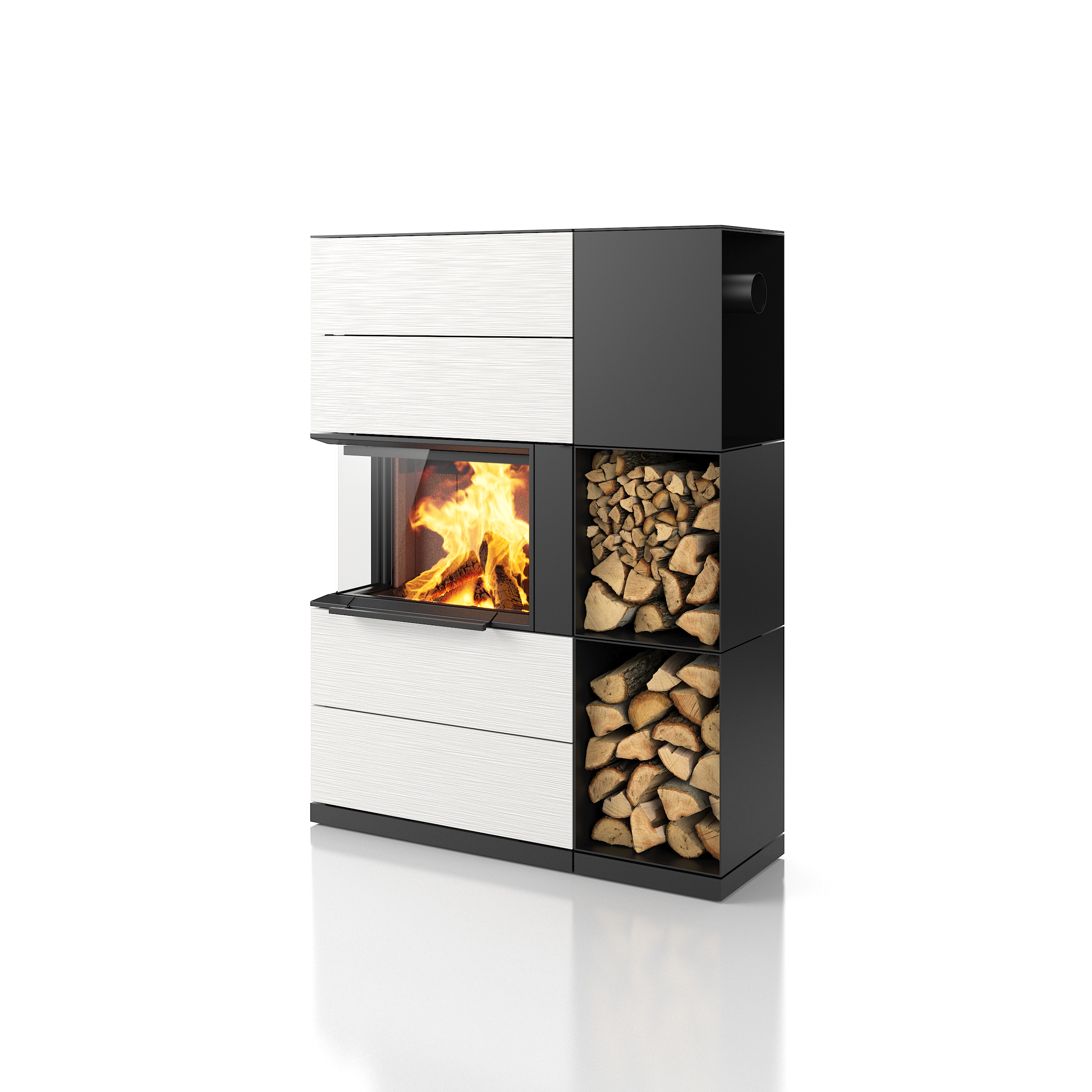 PADUA 160, shelf right with lateral flue pipe connection